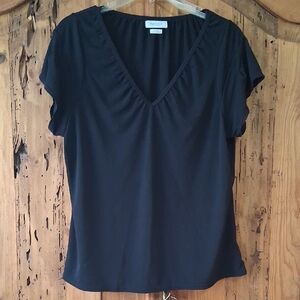 Van Heusen Black V-Neck Short Sleeve Top
